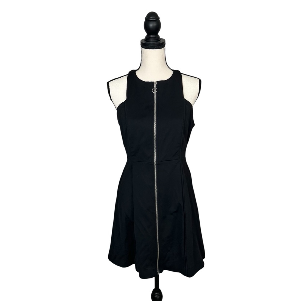 Free People Black Zip Front Cutout Back Fit & Flare Mini Dress Medium